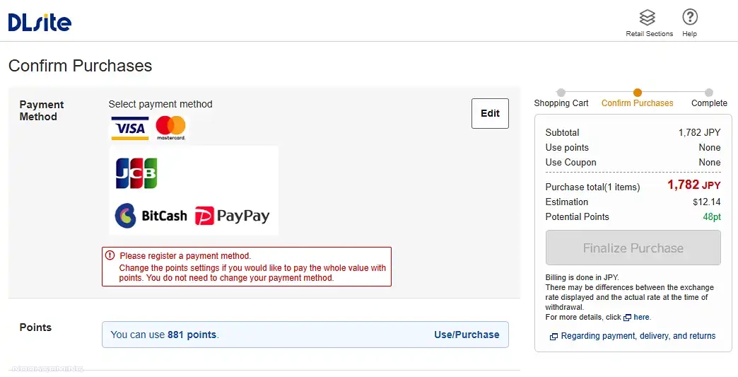 Buying with Visa or Mastercard on DLSite