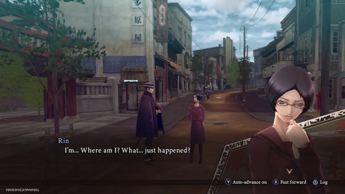Raidou talking with NPCs in Raidou Remastered: The Mystery of the Soulless Army