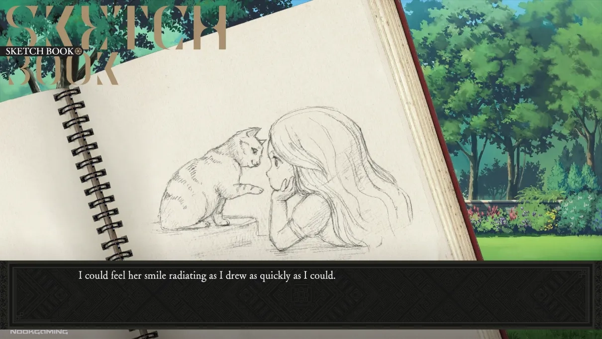 Ichiko's sketch of Aria with a cat