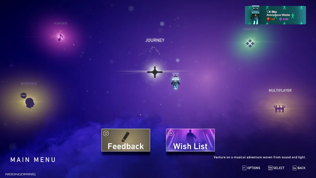 Main Menu of Lumines Arise