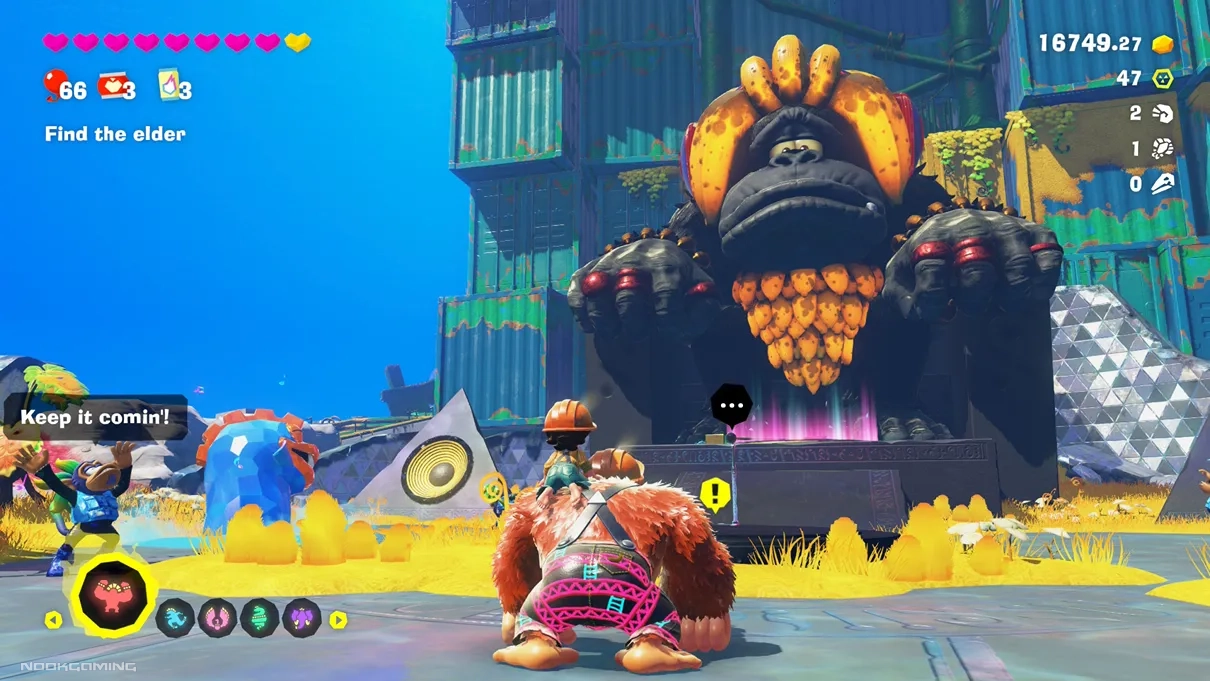 Donkey Kong and Pauline meeting a giant ape