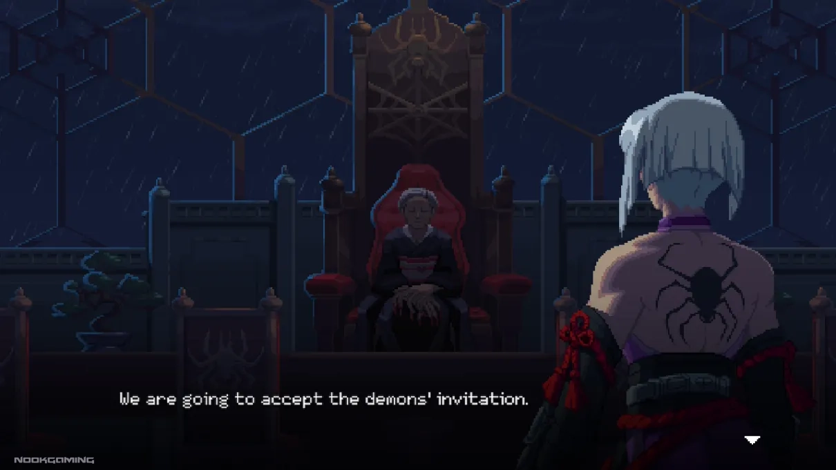 Story cutscene with Kumori in Ninja Gaiden: Ragebound