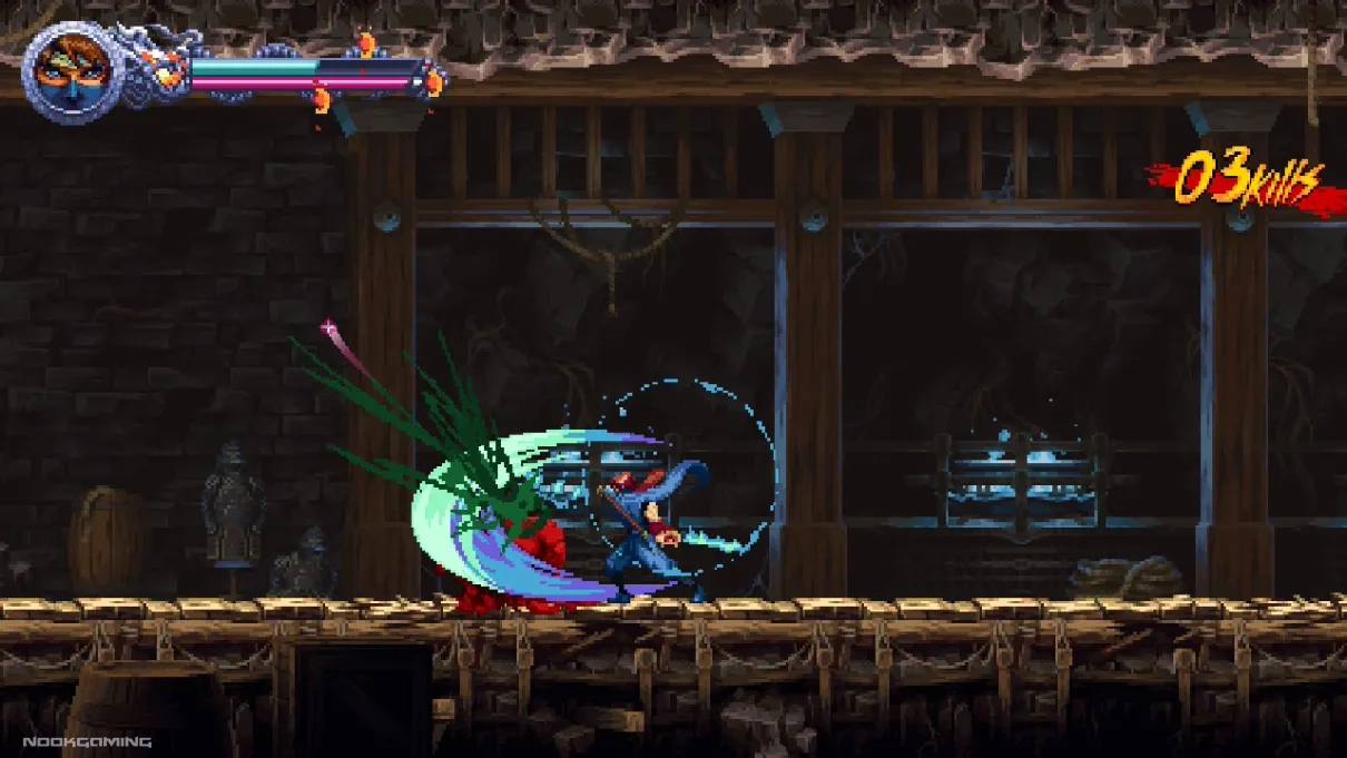 Slashing an enemy in Ninja Gaiden: Ragebound