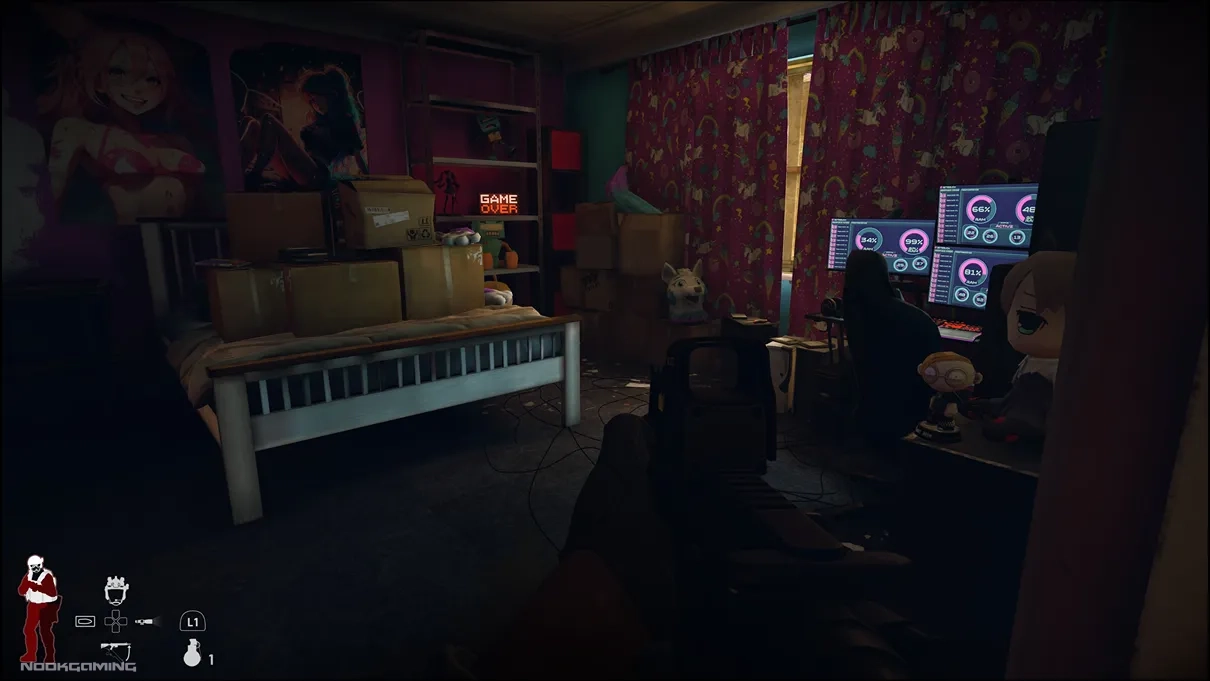 A gamer's room in Ready or Not