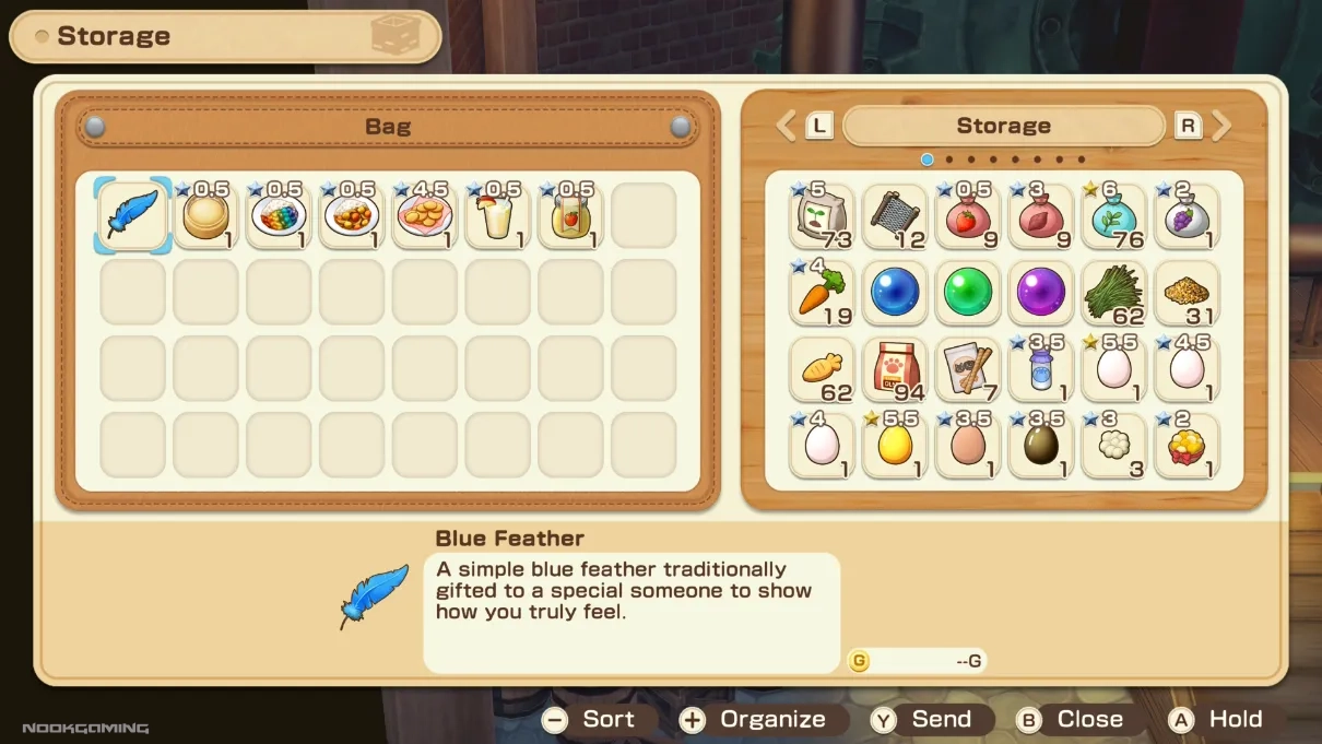 Story of Seasons: Grand Bazaar's Inventory system