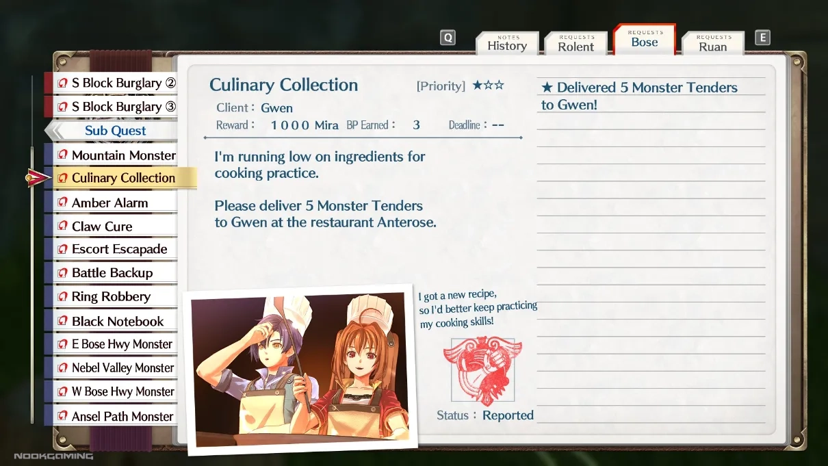 Trails in the Sky 1st - Bonus BP Guide and Quest Tips - Chapter 1 (Bose)