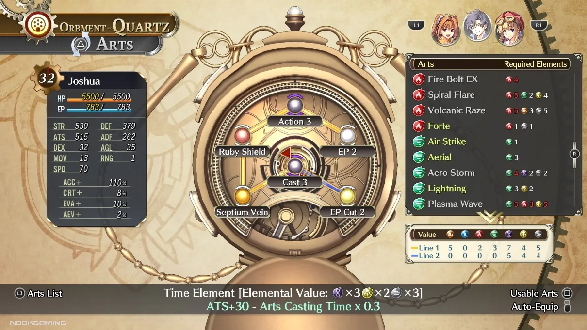 Joshua's Orbment Screen in Trails in the Sky 1st Chapter