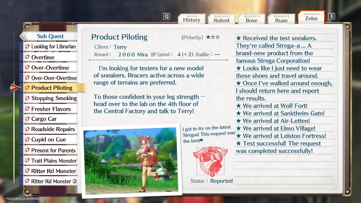 Trails in the Sky 1st - Bonus BP Guide and Quest Tips - Chapter 3 (Zeiss)