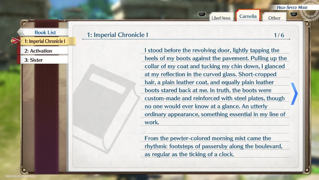 Books tab in Trails in the Sky 1st Chapter