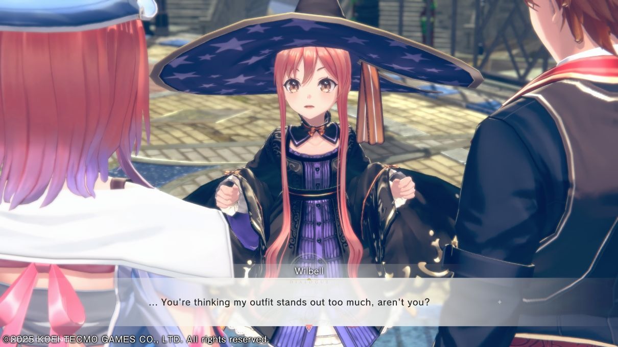 Wilbell (Atelier Dusk series) sticking out due to her large hat wizard costume