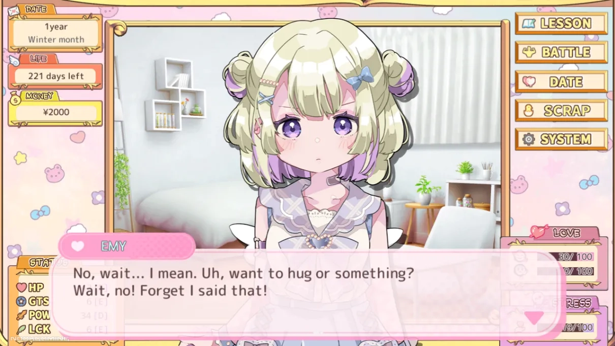 Emy offering a hug in Menhera Farm