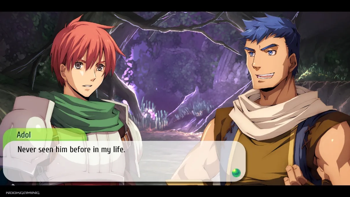 Adol being sarcastic with his friend Dogi in Ys vs. Trails in the Sky: Alternative Saga