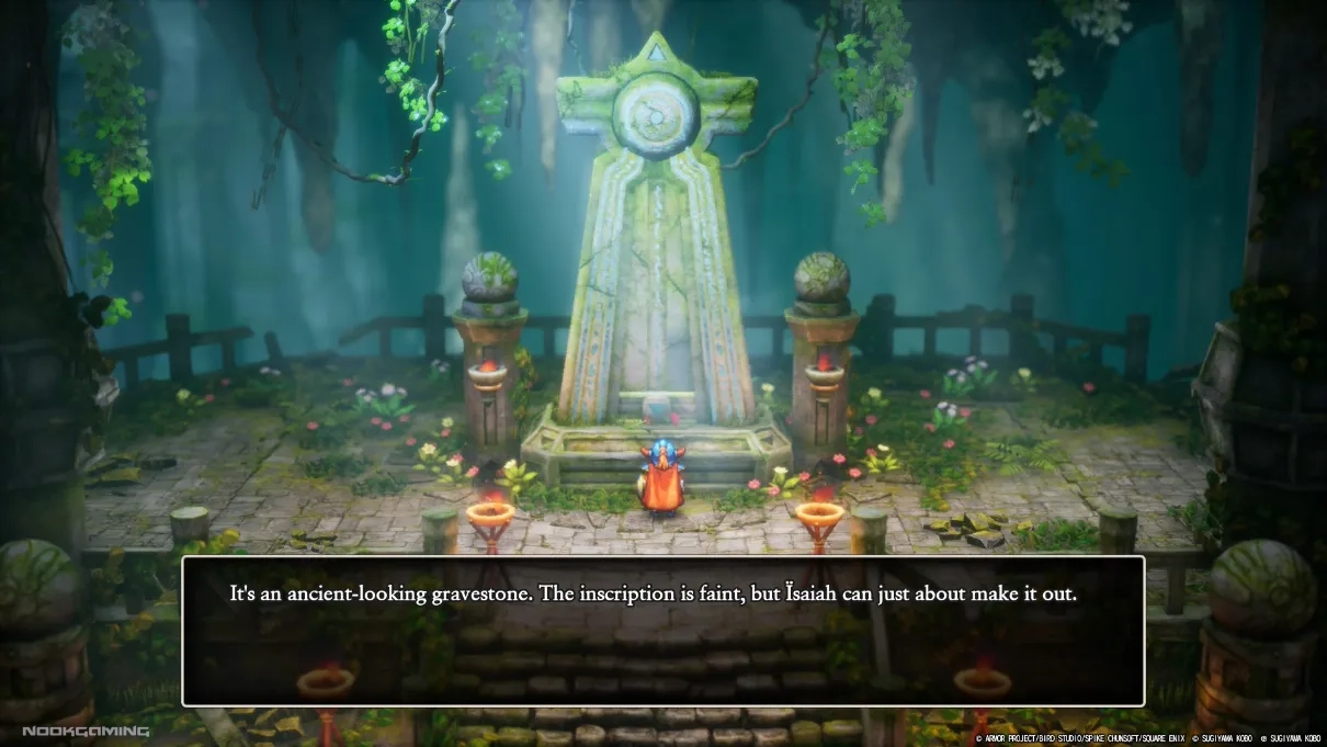 Reading from a gravestone in Dragon Quest I & II HD-2D Remake
