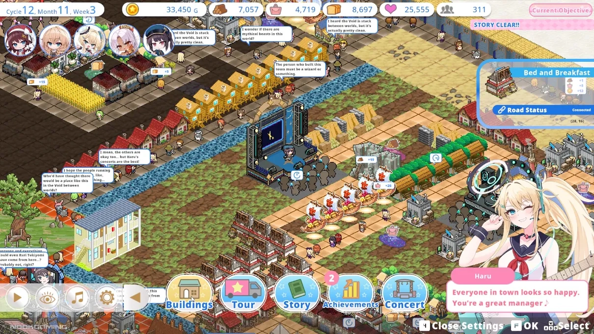 City building gameplay of Heroic Songs: the Remix!