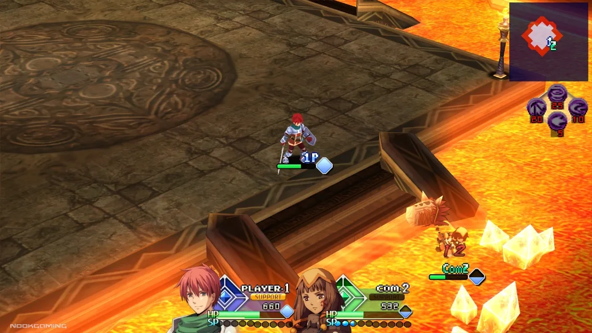 Fighting in a lava stage from Ys Seven