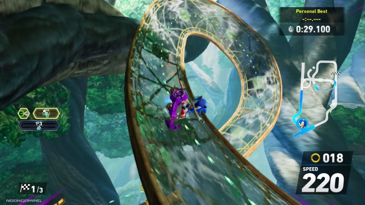 Sonic doing a trick on a loop