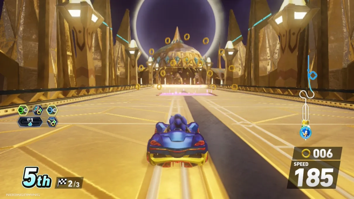 Heading toward some rings in Sonic Racing: Crossworlds