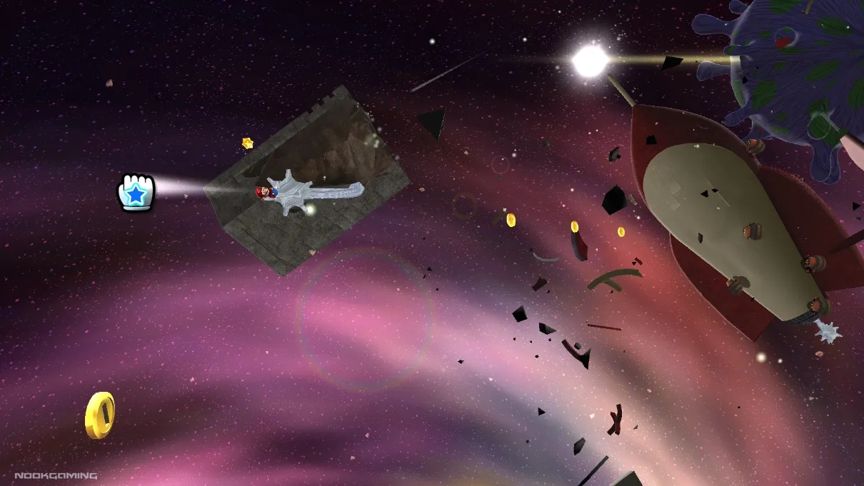 Slinging Mario with motion controls in space
