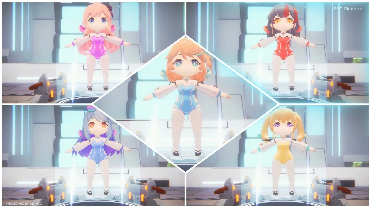 Superdeformed/Chibi models of the idols in a T-Pose