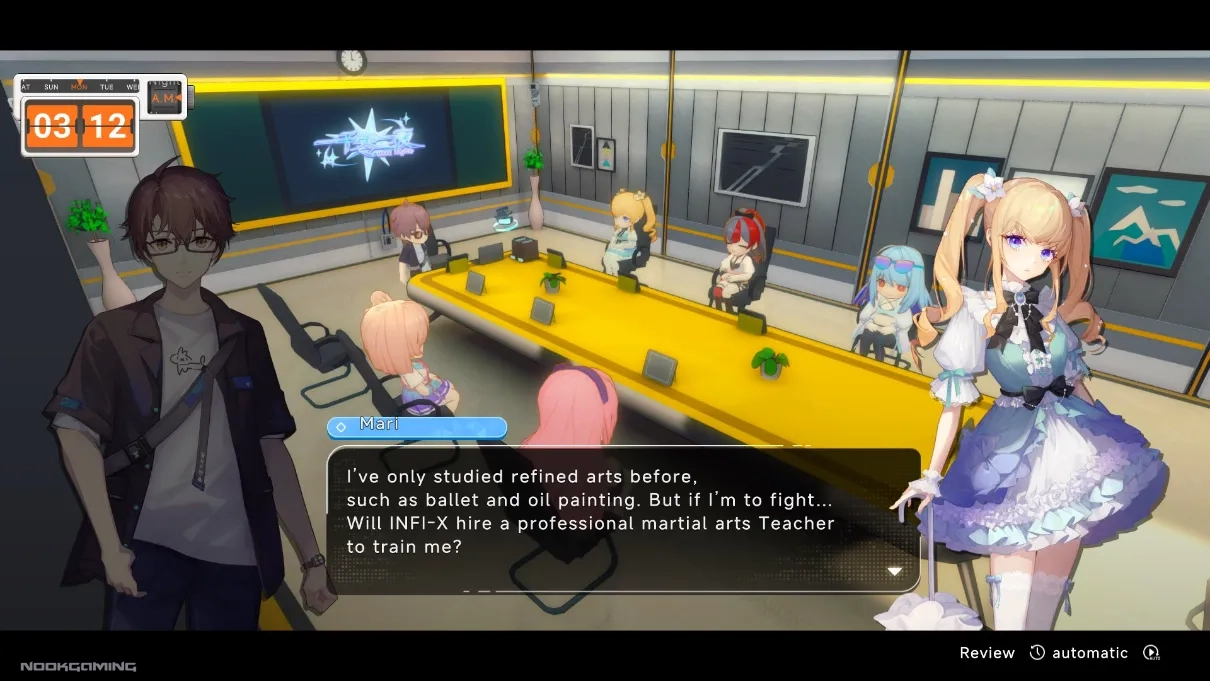 Cutscene with the protag and an idol (Mari) in UltraGirl Alters