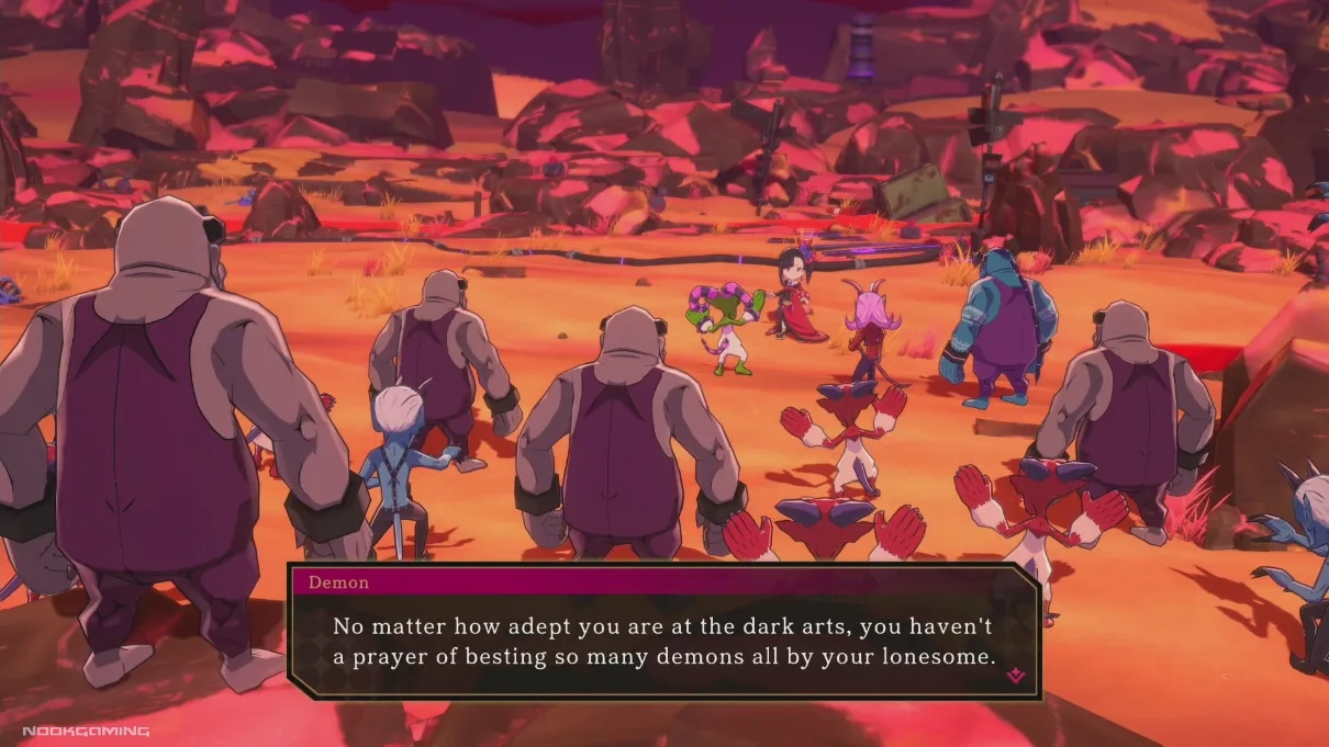 Étrange being attacked by demons in a cutscene
