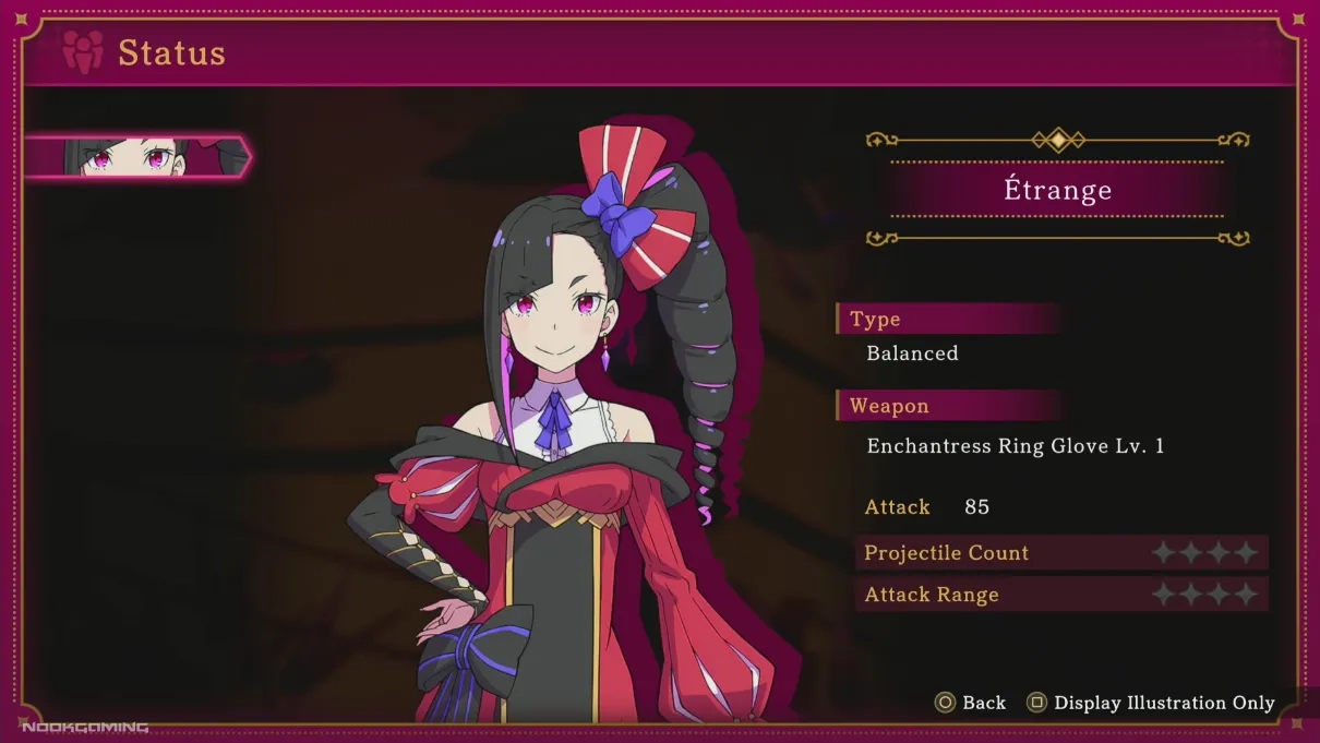 Étrange's stat card in Etrange Overlord