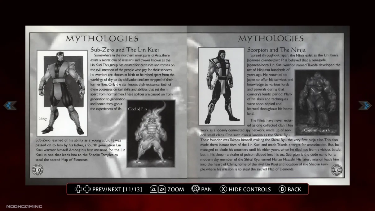 Mortal Kombat: Legacy Kollection character bios page