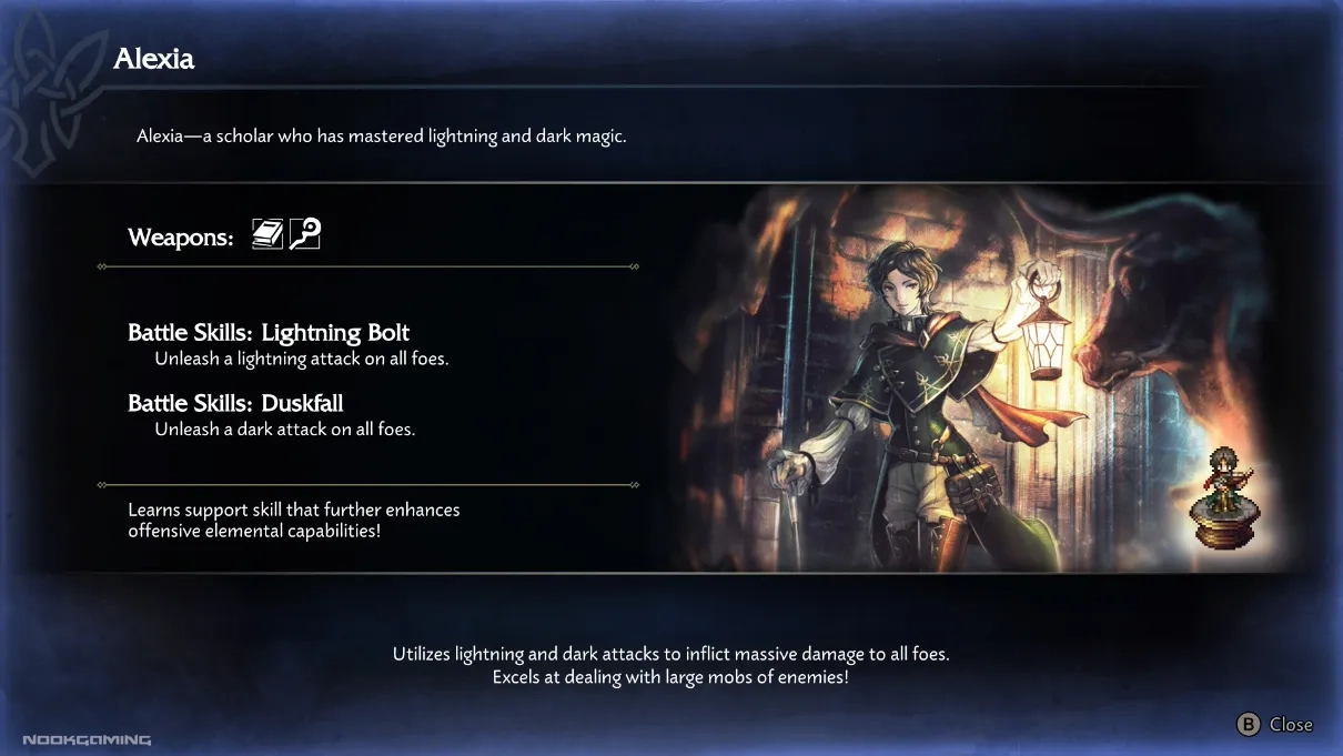 Alexia's battle skills in Octopath Traveler 0