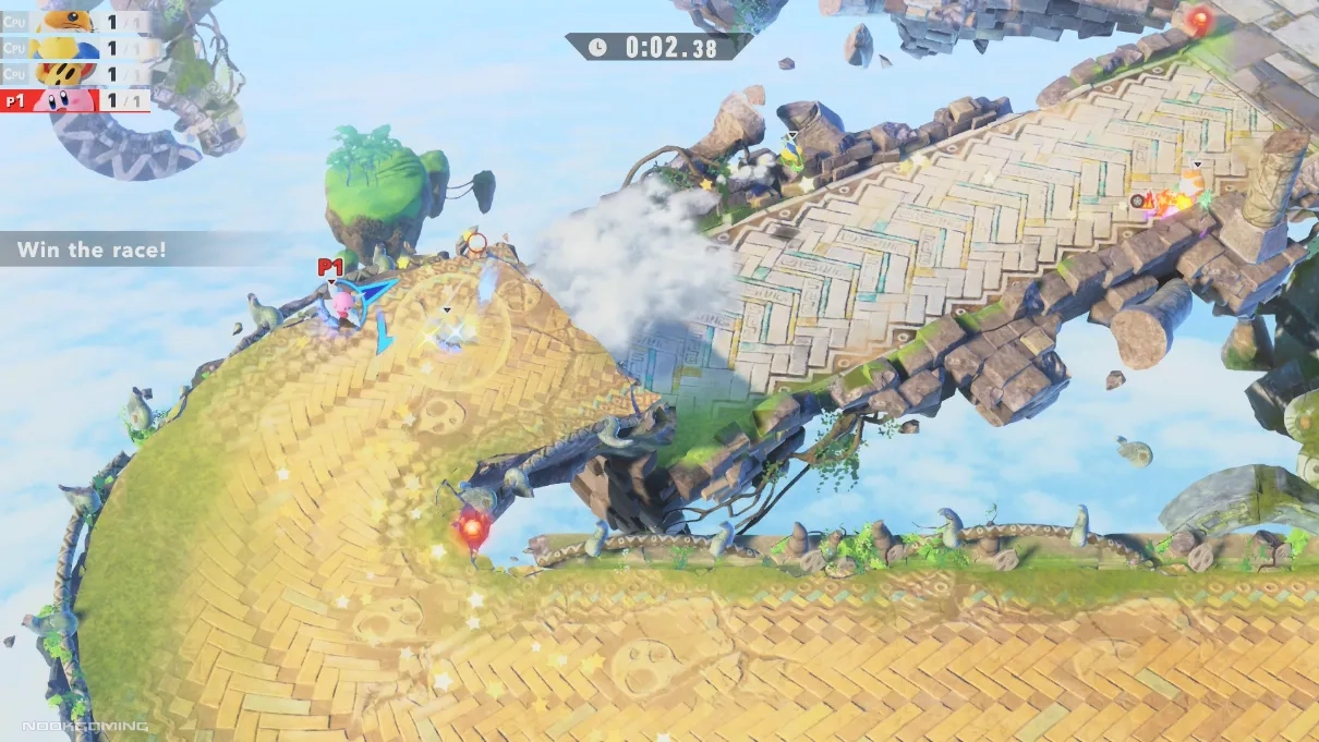 A tight corner in Kirby Air Riders