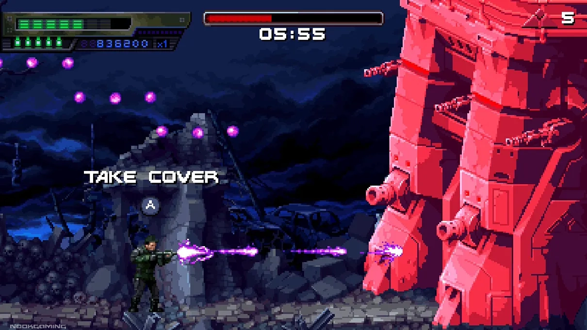 Firing at a turret-covered wall in Terminator 2D: NO FATE