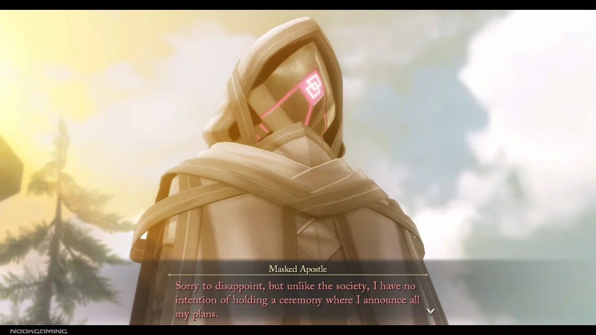 A masked villain appears and then leaves in The Legend of Heroes Trails Beyond the Horizon