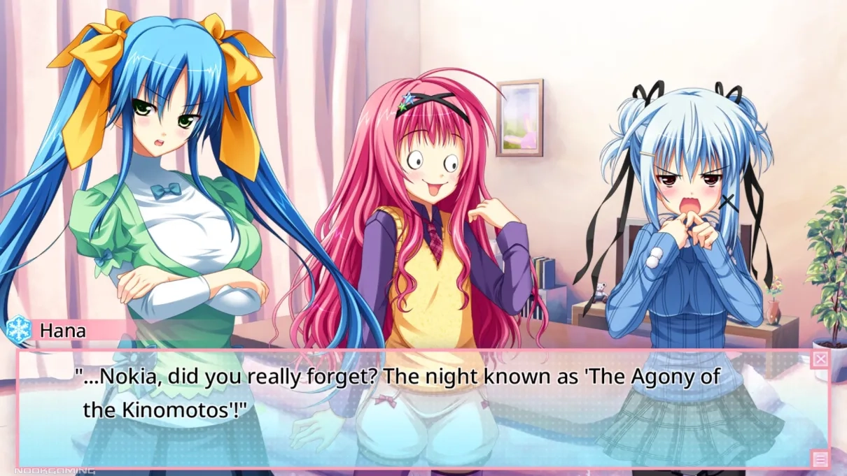 Hana, Nokia (grinning), and Mayo in Ren'ai 0 Kilometer